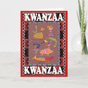Tarjeta Festiva Kwanzaa, animales africanos