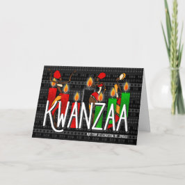 Tarjeta Festiva Kwanzaa Bailarines afroamericanos Kinara Candles