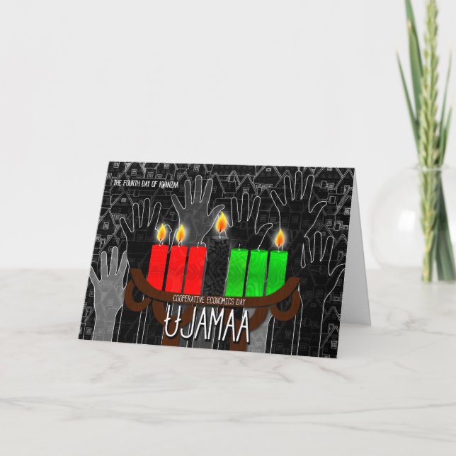 Tarjeta Festiva Kwanzaa Día 4 Economía Cooperativa De Ujamaa Kinar (Anverso)