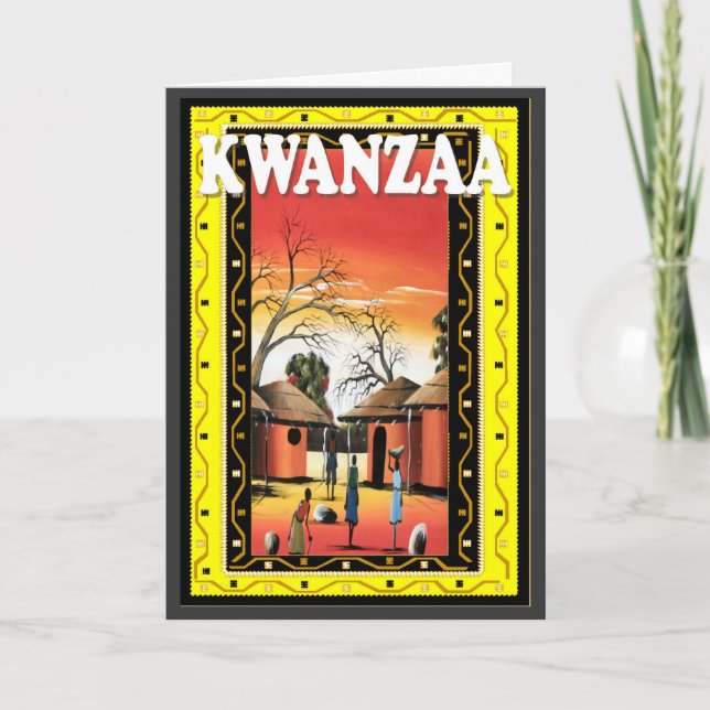 Tarjeta Festiva Kwanzaa , en el pueblo (Anverso)