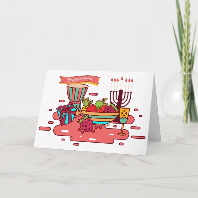Tarjeta Festiva kwanzaa rosa feliz (Anverso)