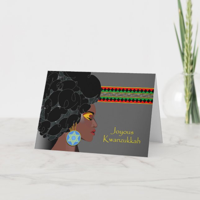 Tarjeta Festiva Kwanzukkah, Interfaith Kwanzaa y Hanukkah (Anverso)