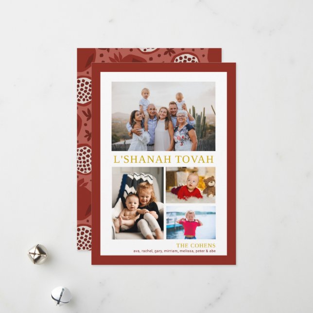 Tarjeta Festiva L' Shanah Tovah Collage de Fotos de Rosh Hashaná  (Anverso/Reverso In Situ)
