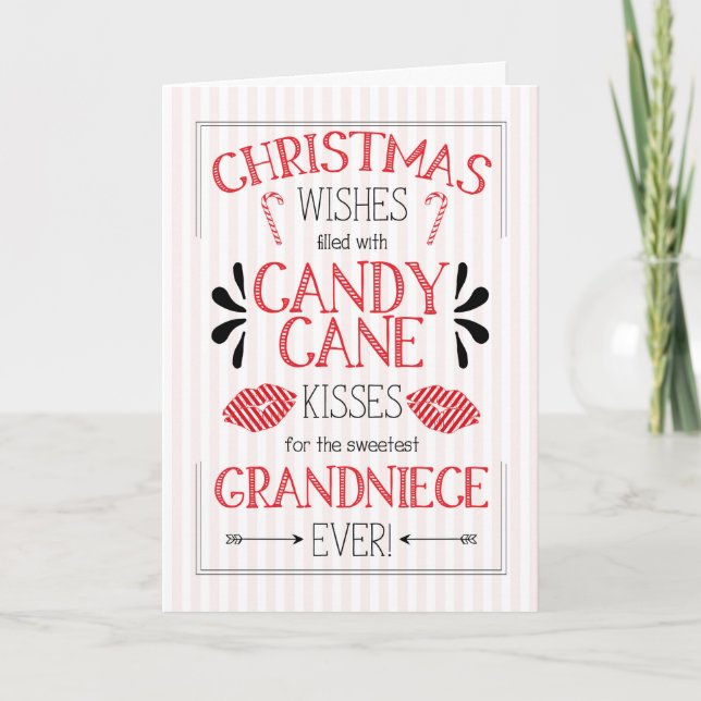 Tarjeta Festiva La abuela Candy Cane besa los deseos de los Navida (Anverso)