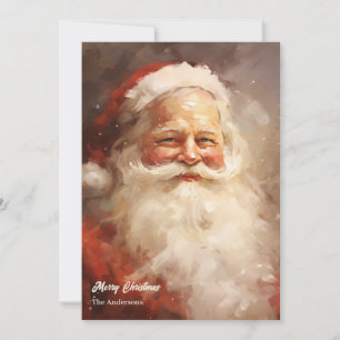 Tarjeta Festiva La acuarela de la vieja época de Santa Claus sonri