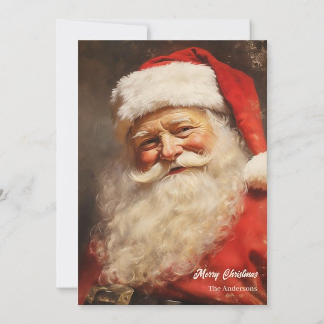 Tarjeta Festiva La acuarela de la vieja época de Santa Claus sonri (Anverso)