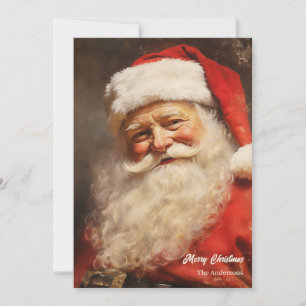 Tarjeta Festiva La acuarela de la vieja época de Santa Claus sonri