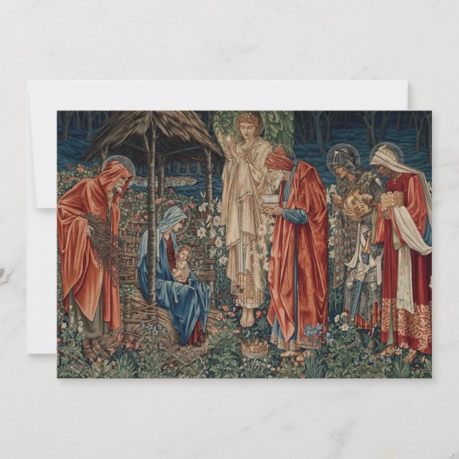 Tarjeta Festiva La adoración de los Magos de Edward Burne-Jones (Anverso)
