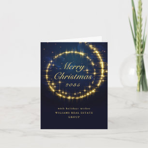Tarjeta Festiva La aguja de la marina de oro ilumina a Navidades c