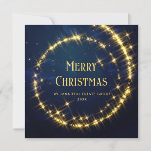 Tarjeta Festiva La aguja de la marina de oro ilumina a Navidades c