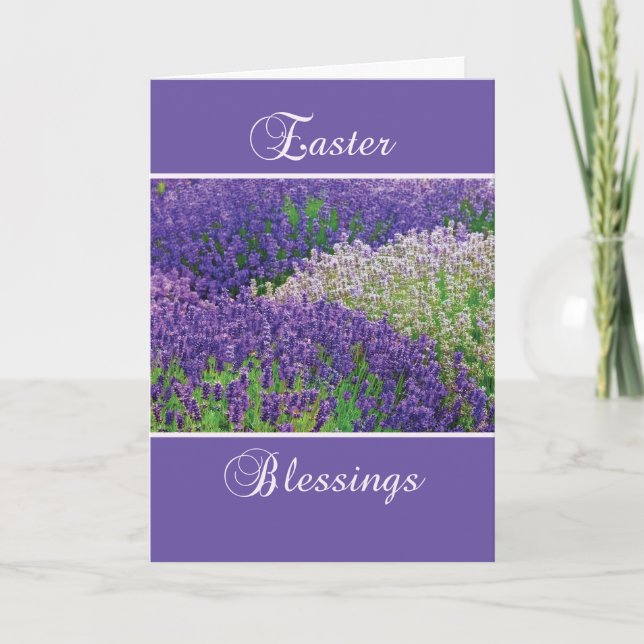 Tarjeta Festiva La alegría de la Pascua, la flor de lavanda (Anverso)