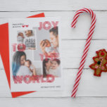 Tarjeta Festiva La Alegría Roja Moderna Al Collage de fotos De Sup<br><div class="desc">Moderna Alegría Roja A La Tarjeta De Vacaciones De Collage de fotos Sobrepuesto Del Mundo.</div>