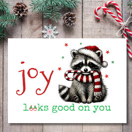 Tarjeta Festiva La alegría se ve bien en ti, Navidades de mapaches