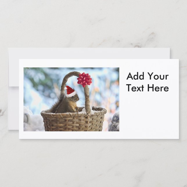 Tarjeta Festiva La ardilla de Santa en la Nieve (Anverso)