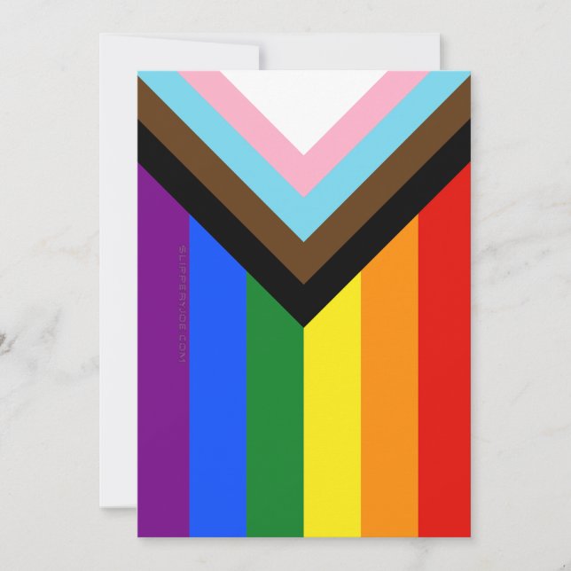 Tarjeta Festiva La bandera del orgullo Progreso de SlipperyJoe sei (Anverso)