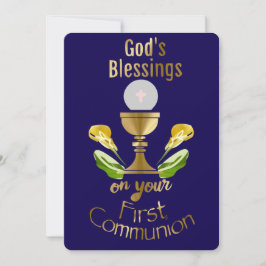 Tarjeta Festiva La bendición de Dios en tu Primera Comunión.