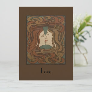 Tarjeta Festiva La besada de 1898, mujer - Art Nouveau - Ilustraci