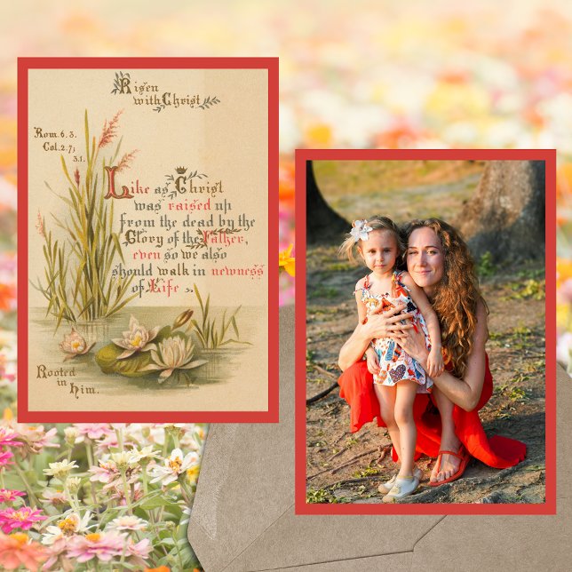 Tarjeta Festiva La Biblia Cristiana Verse Cristo es una Foto Eleva (Religious Christian Catholic Bible Verse Christ is Risen Resurrection Photo Easter Holiday Card)