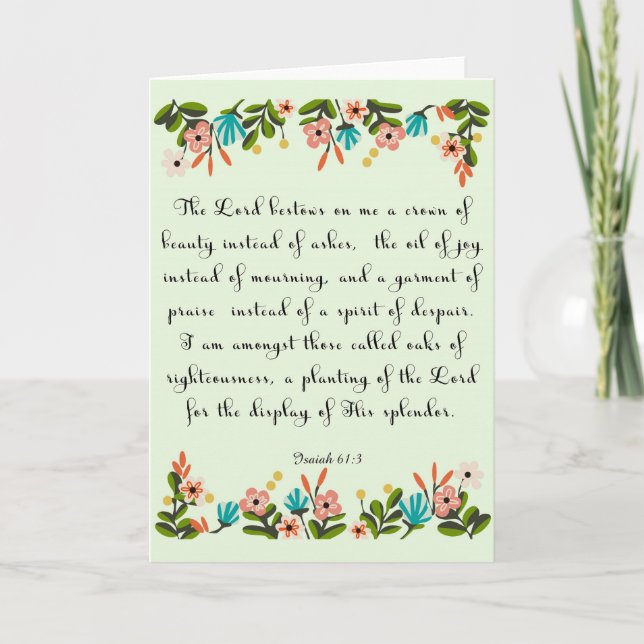 Tarjeta Festiva La biblia versifica el arte - 61:3 de Isaías (Anverso)