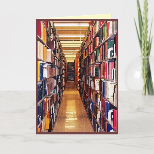 Tarjeta Festiva La biblioteca sazona saludos (Anverso)