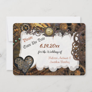 Tarjeta Festiva La boda de Steampunk salva la fecha