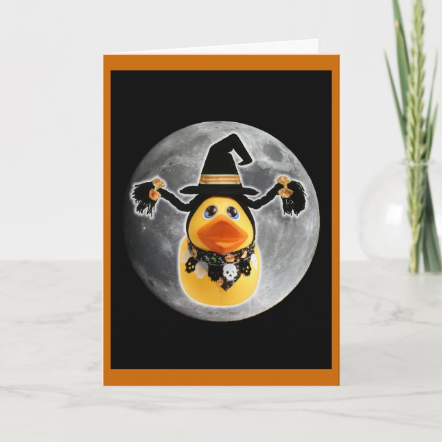 Tarjeta Festiva ¡La Bruja Ducky Hace El Aterrizaje De La Luna! (Anverso)