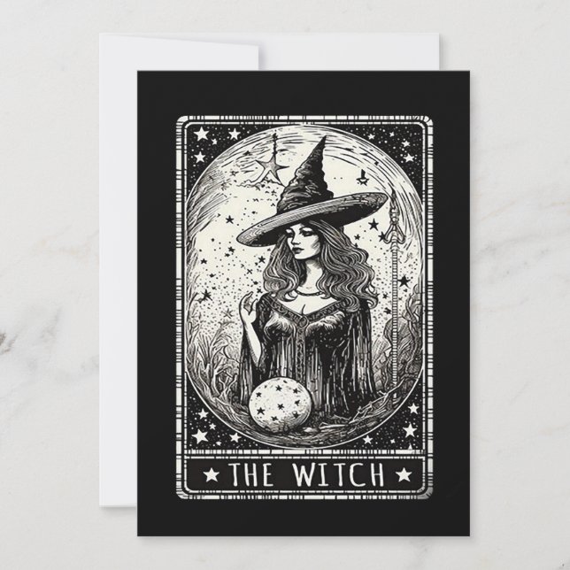 Tarjeta Festiva La bruja Tarot Carta Vintage Halloween Bruja (Anverso)
