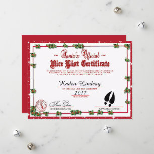 Tarjeta Festiva La buena lista de navidades Holly Santa
