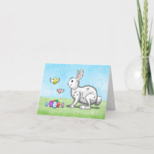Tarjeta Festiva La búsqueda de huevos del conejo de Pascua