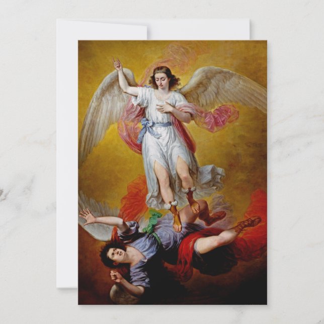 Tarjeta Festiva La caída de Lucifer por Antonio Maria Esquivel (Anverso)