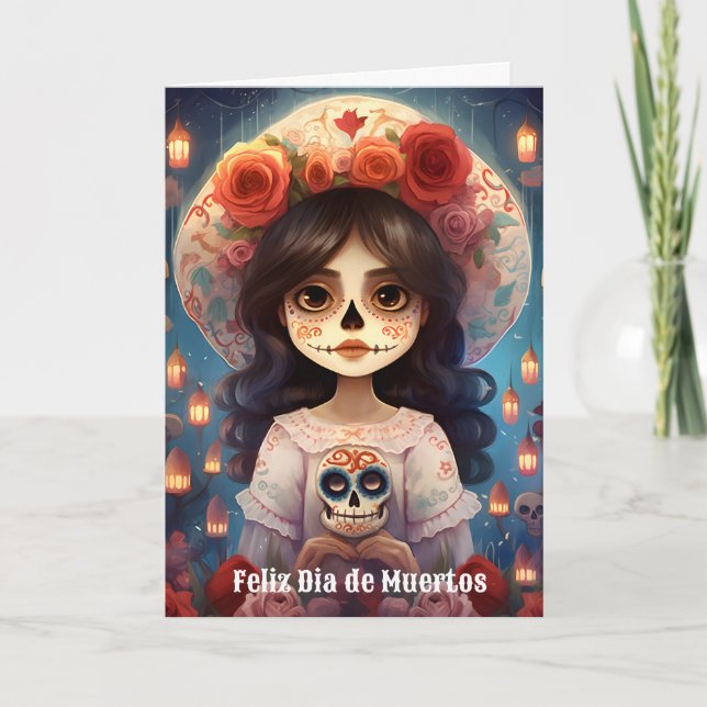 Tarjeta Festiva 🌹 La Calavera Catrina: Florecimiento de la vida � (Anverso)