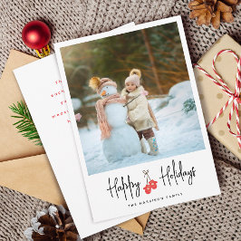 Tarjeta Festiva La caligrafía moderna Red Mittens Photo Flat