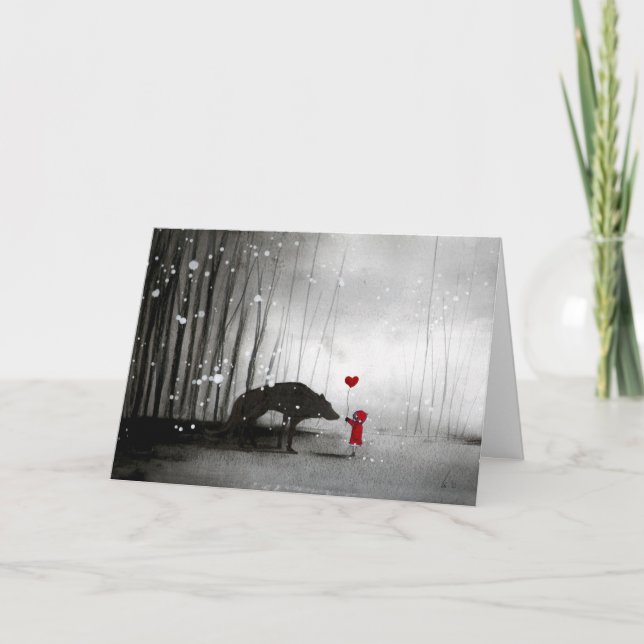 Tarjeta Festiva La Caperucita Roja Es Mi San Valentín (Anverso)