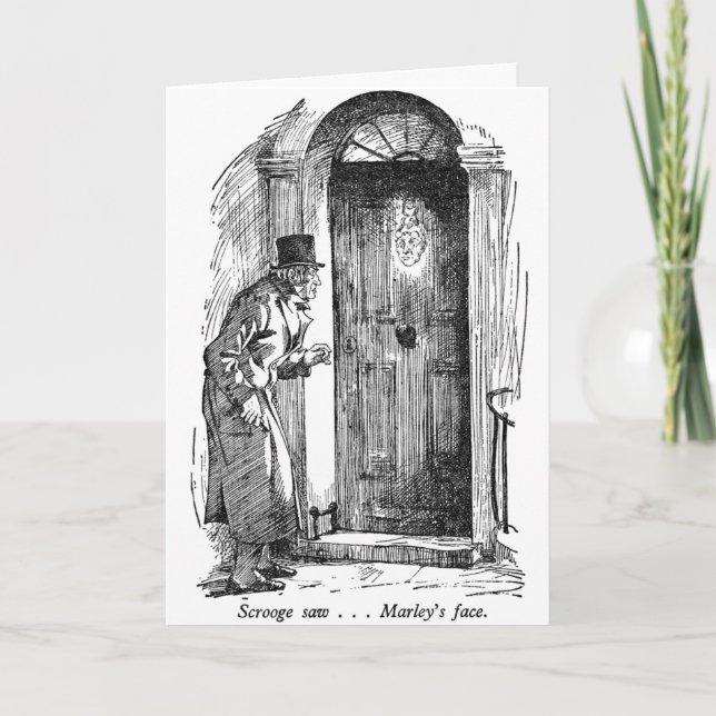 Tarjeta Festiva La cara de Marley (con el texto) (Anverso)