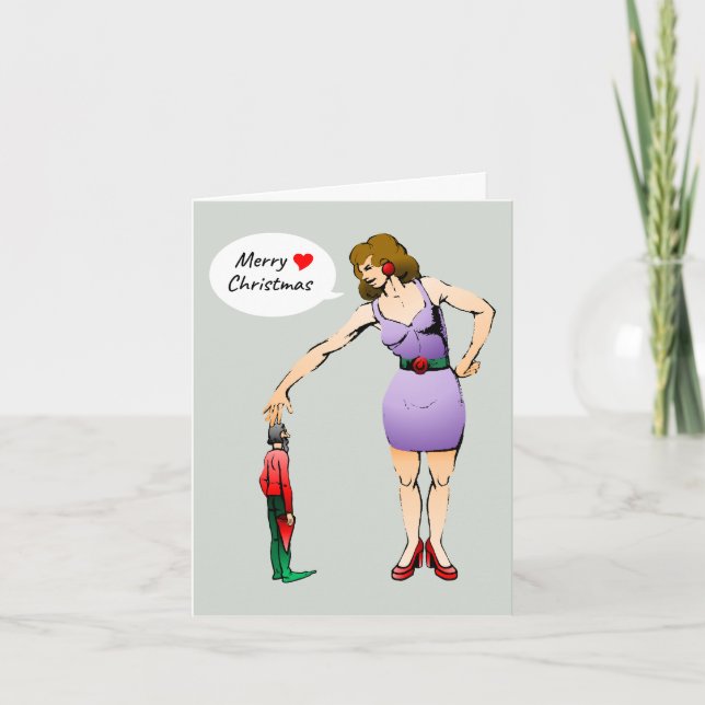 Tarjeta Festiva La carta de los pequeños Navidades elfos (Anverso)