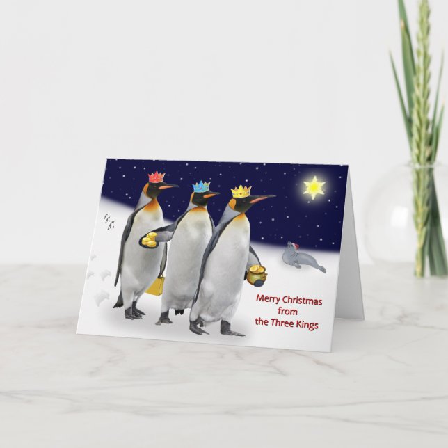 Tarjeta Festiva La carta de los tres Navidades Reyes (Anverso)