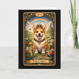 Tarjeta Festiva La Carta de Tarot del Corgi