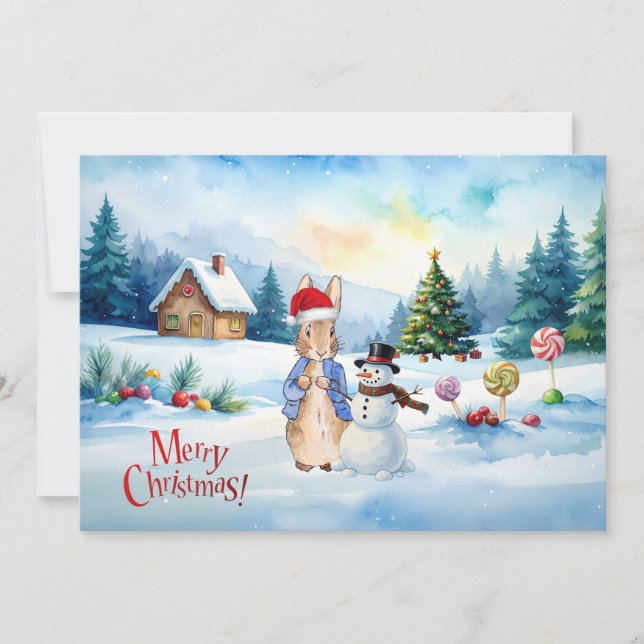 Tarjeta Festiva La casa de pan de jengibre de Peter el conejo (Anverso)