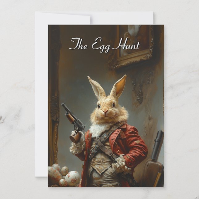 Tarjeta Festiva La caza de huevos, la caza de conejitos de Pascua (Anverso)