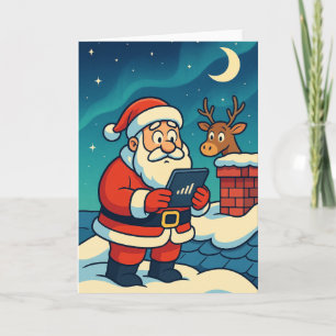 Tarjeta Festiva La caza de Wi‑Fi de Santa