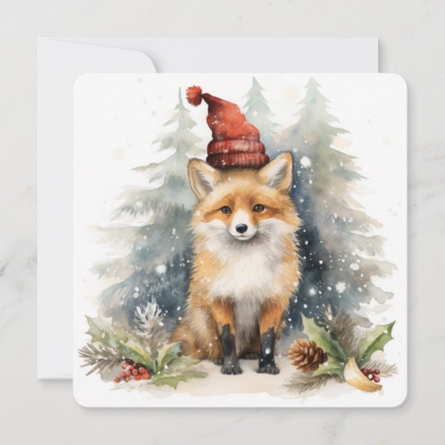 Tarjeta Festiva La colección Woodlawn: Navidades Fox (Anverso)