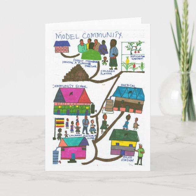 Tarjeta Festiva La comunidad modelo de Noeline (Anverso)