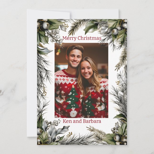 Tarjeta Festiva La corona de Navidades elegantes y personalizados (Anverso)