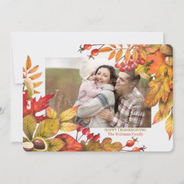 Tarjeta Festiva La cosecha de Acción de Gracias deja a Berries Hor