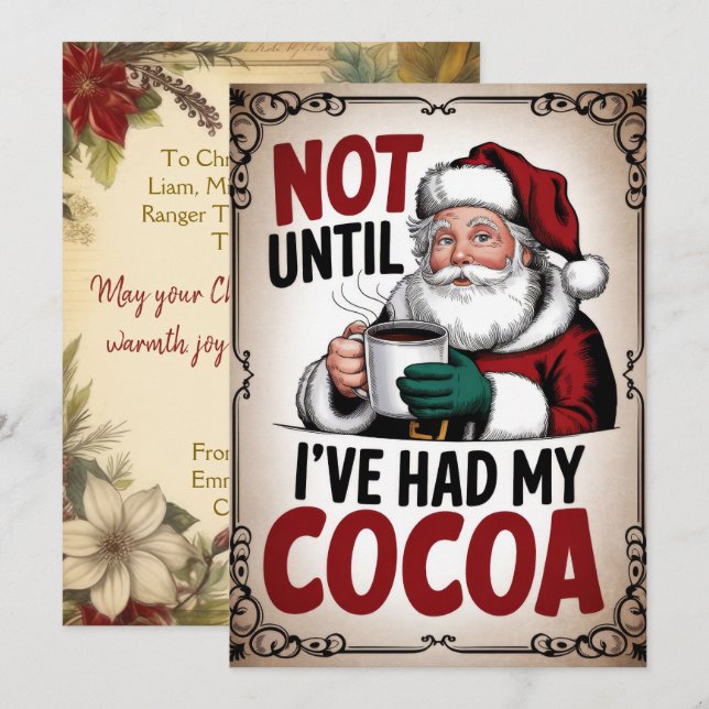 Tarjeta Festiva La cosecha divertida de Santa Cocoa personalizada (Anverso / Reverso)
