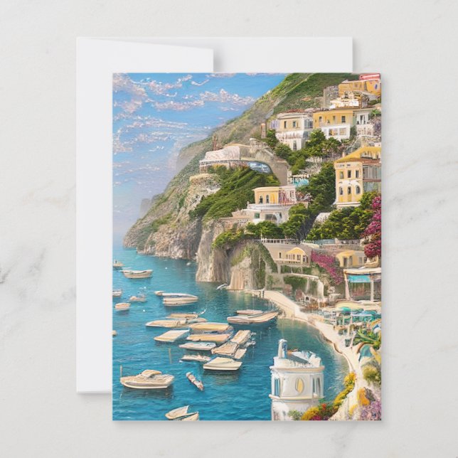Tarjeta Festiva La Costa Amalfitana es una de las más bellas (Anverso)
