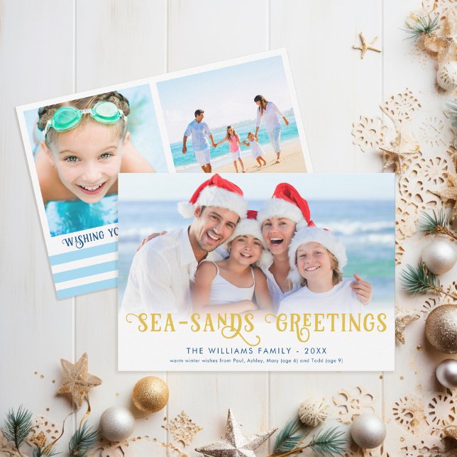 Tarjeta Festiva La costa de los Navidades de Playa Funny (These funny beach Christmas cards are perfect for your warm coastal holiday)