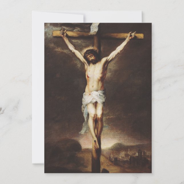Tarjeta Festiva La crucifixión de Bartolomé Esteban Murillo (Anverso)