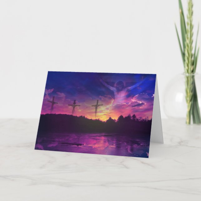 Tarjeta Festiva La crucifixión del Jesucristo en la cruz (Anverso)