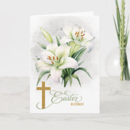 Tarjeta Festiva La cruz cristiana Lilies John 11 Scripture Pascua